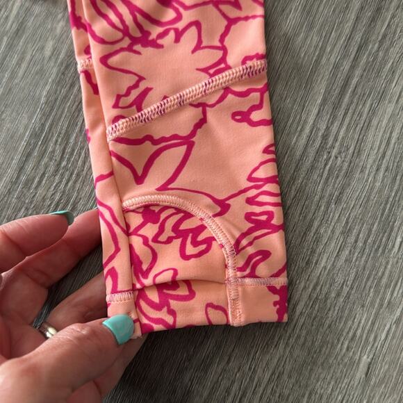 NWOT Athleta Girl Peach / Pink Floral Long Sleeve Rashguard Swim Top Size 7 - Picture 3 of 5